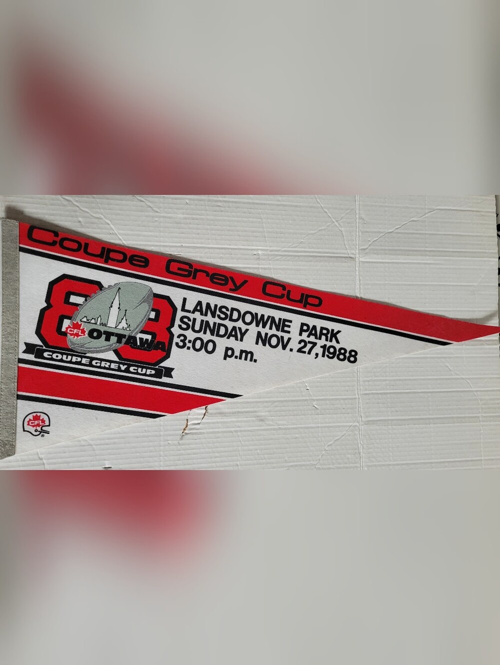 1988 CFL Vintage 76th Grey Cup Felt Pennant Nov. 27 ,1998